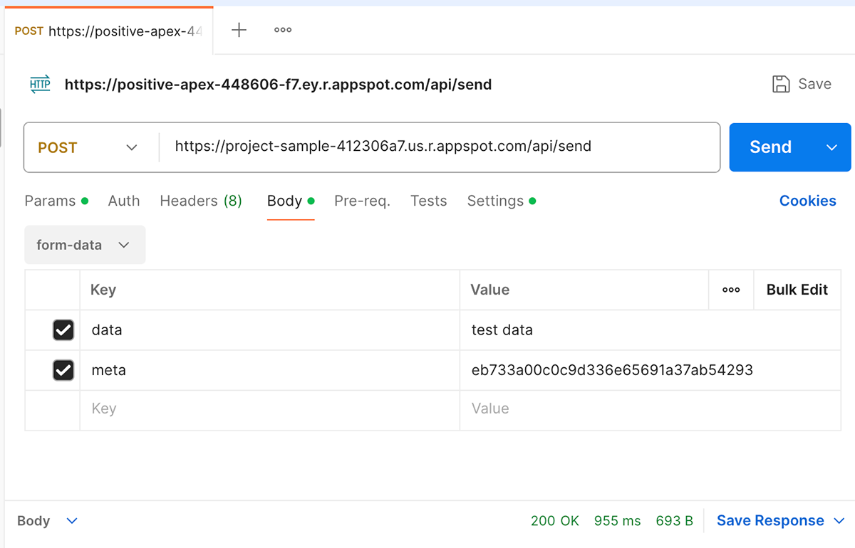 Test GCP GAE web service using Postman